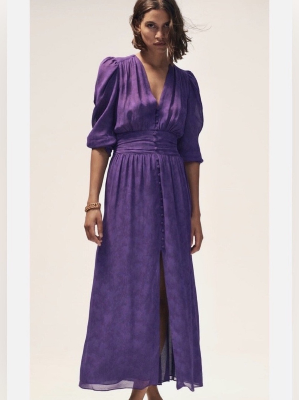 Zara Purple Maxi Dress with Waist Detail